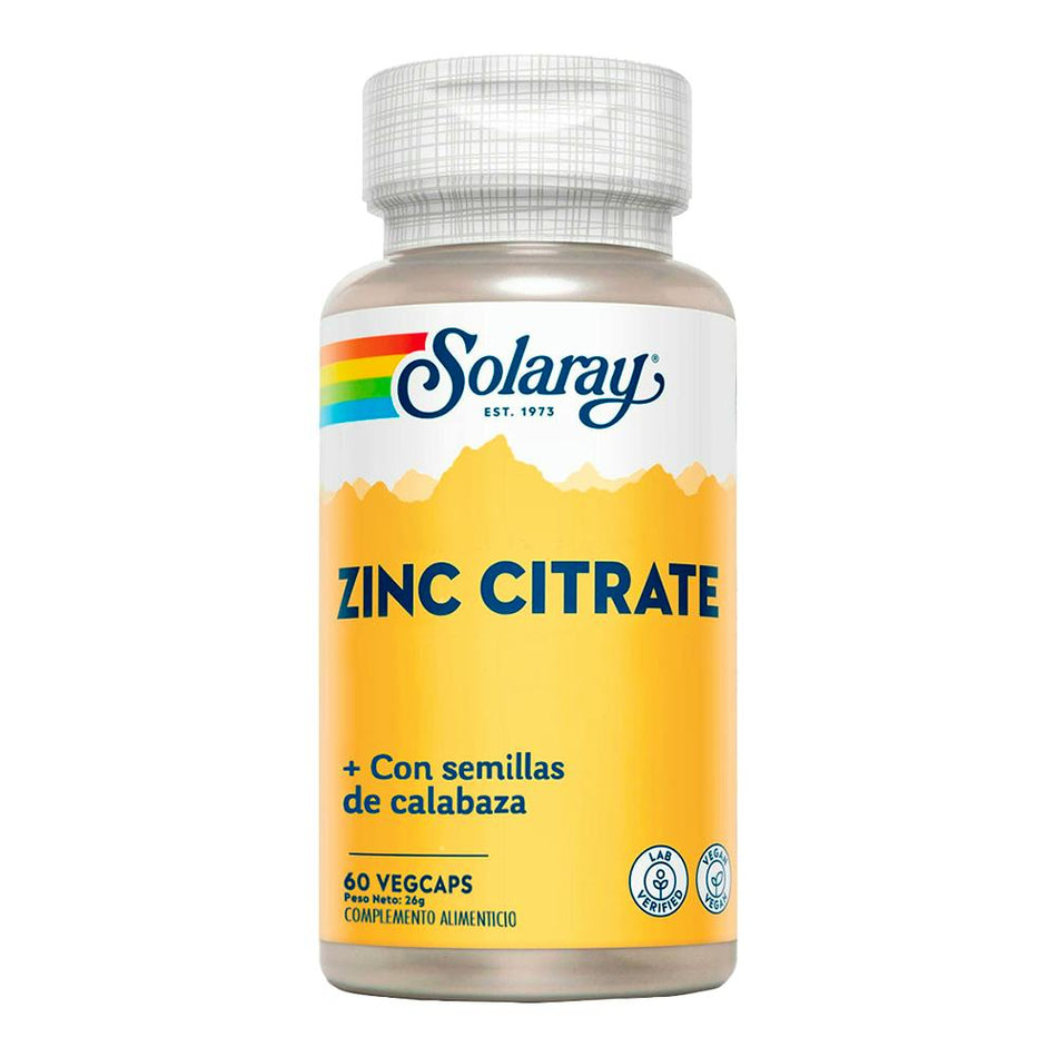 SOLARAY ZINC CITRAT/LLAVOR CARBASSA 60 VEGCAPS