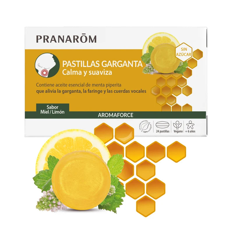 PRANAROM PASTILLAS GARGANTA MIEL-LIMON 24U